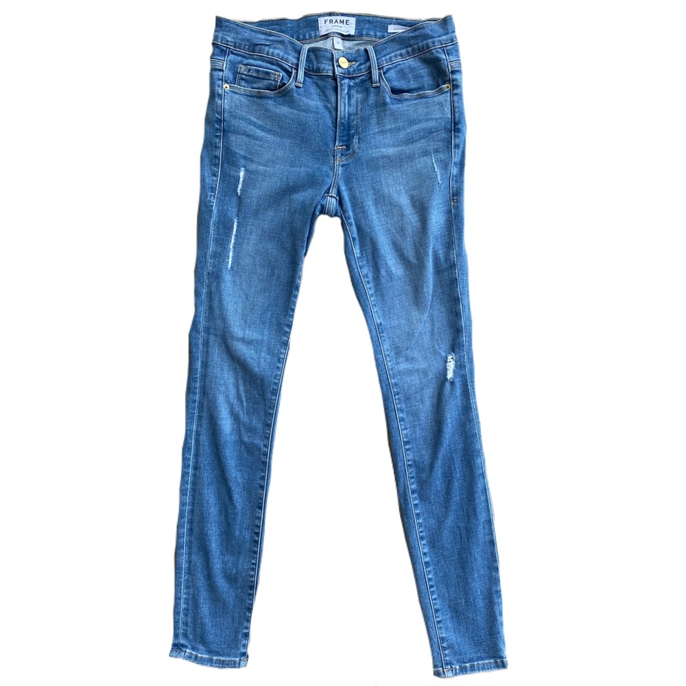 FRAME Le Skinny De Jeanne Distressed Jeans in Alverstone Made in USA